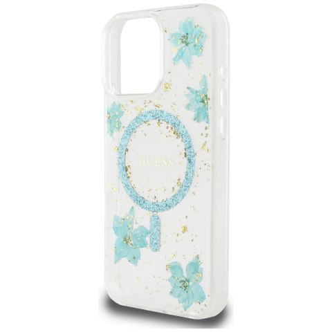 Guess Nakładka HC MagSafe Resin Flowers and Glitter do iPhone 16 Pro Max Turkusowa CG Mobile SAS Guess Nakładka HC MagSafe Resin Flowers and Glitter do iPhone 16 Pro Max Turkusowa CG Mobile SAS