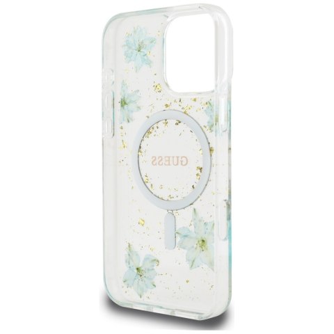 Guess Nakładka HC MagSafe Resin Flowers and Glitter do iPhone 16 Pro Max Turkusowa CG Mobile SAS Guess Nakładka HC MagSafe Resin Flowers and Glitter do iPhone 16 Pro Max Turkusowa CG Mobile SAS