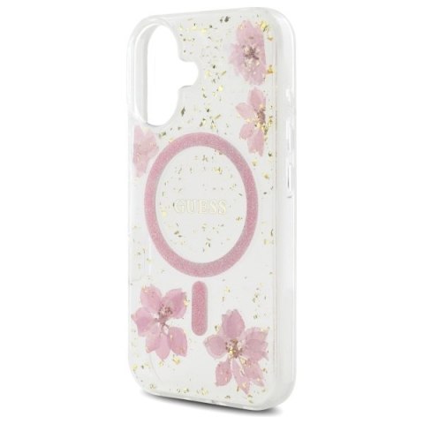 Guess Nakładka HC MagSafe Resin Flowers and Glitter do iPhone 16 Różowa CG Mobile SAS Guess Nakładka HC MagSafe Resin Flowers and Glitter do iPhone 16 Różowa CG Mobile SAS