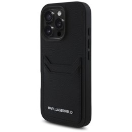 Karl Lagerfeld Nakładka HC Grained PU CardSlot Metal Elong do iPhone 16 Pro Czarna CG Mobile SAS