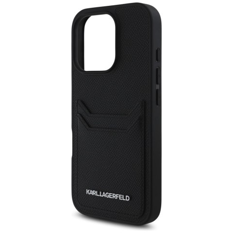 Karl Lagerfeld Nakładka HC Grained PU CardSlot Metal Elong do iPhone 16 Pro Max Czarna CG Mobile SAS Karl Lagerfeld Nakładka HC Grained PU CardSlot Metal Elong do iPhone 16 Pro Max Czarna CG Mobile SAS