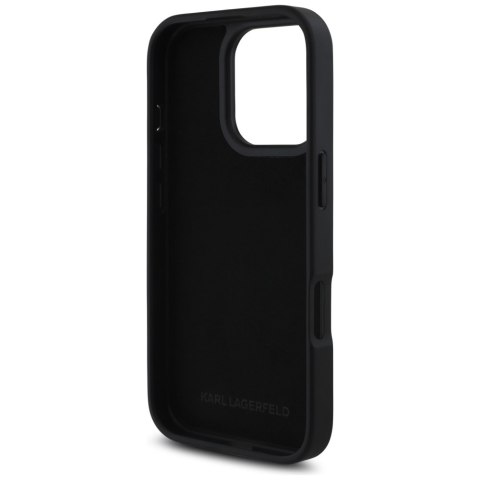 Karl Lagerfeld Nakładka HC Grained PU CardSlot Metal Elong do iPhone 16 Pro Max Czarna CG Mobile SAS Karl Lagerfeld Nakładka HC Grained PU CardSlot Metal Elong do iPhone 16 Pro Max Czarna CG Mobile SAS