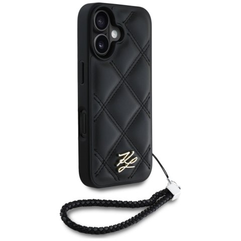Karl Lagerfeld Nakładka HC Quilted PU Initial Logo & Chain Strap do iPhone 16 Czarna CG Mobile SAS Karl Lagerfeld Nakładka HC Quilted PU Initial Logo & Chain Strap do iPhone 16 Czarna CG Mobile SAS