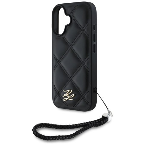 Karl Lagerfeld Nakładka HC Quilted PU Initial Logo & Chain Strap do iPhone 16 Czarna CG Mobile SAS Karl Lagerfeld Nakładka HC Quilted PU Initial Logo & Chain Strap do iPhone 16 Czarna CG Mobile SAS