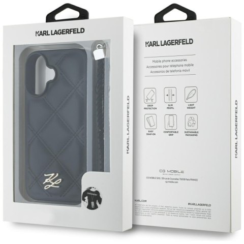 Karl Lagerfeld Nakładka HC Quilted PU Initial Logo & Chain Strap do iPhone 16 Czarna CG Mobile SAS Karl Lagerfeld Nakładka HC Quilted PU Initial Logo & Chain Strap do iPhone 16 Czarna CG Mobile SAS