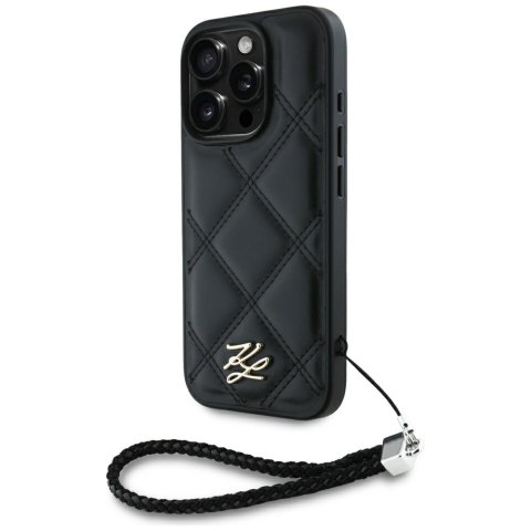 Karl Lagerfeld Nakładka HC Quilted PU Initial Logo & Chain Strap do iPhone 16 Pro Czarna CG Mobile SAS