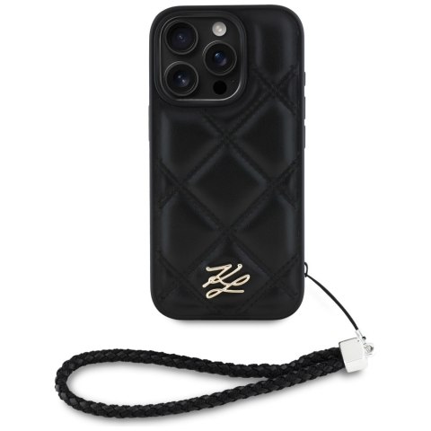 Karl Lagerfeld Nakładka HC Quilted PU Initial Logo & Chain Strap do iPhone 16 Pro Czarna CG Mobile SAS Karl Lagerfeld Nakładka HC Quilted PU Initial Logo & Chain Strap do iPhone 16 Pro Czarna CG Mobile SAS