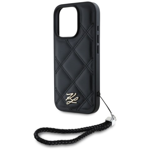 Karl Lagerfeld Nakładka HC Quilted PU Initial Logo & Chain Strap do iPhone 16 Pro Max Czarna CG Mobile SAS Karl Lagerfeld Nakładka HC Quilted PU Initial Logo & Chain Strap do iPhone 16 Pro Max Czarna CG Mobile SAS
