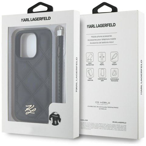 Karl Lagerfeld Nakładka HC Quilted PU Initial Logo & Chain Strap do iPhone 16 Pro Max Czarna CG Mobile SAS Karl Lagerfeld Nakładka HC Quilted PU Initial Logo & Chain Strap do iPhone 16 Pro Max Czarna CG Mobile SAS