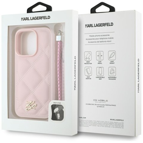 Karl Lagerfeld Nakładka HC Quilted PU Initial Logo & Chain Strap do iPhone 16 Pro Max Różowa CG Mobile SAS Karl Lagerfeld Nakładka HC Quilted PU Initial Logo & Chain Strap do iPhone 16 Pro Max Różowa CG Mobile SAS