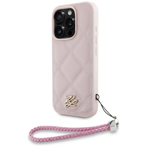 Karl Lagerfeld Nakładka HC Quilted PU Initial Logo & Chain Strap do iPhone 16 Pro Różowa CG Mobile SAS Karl Lagerfeld Nakładka HC Quilted PU Initial Logo & Chain Strap do iPhone 16 Pro Różowa CG Mobile SAS