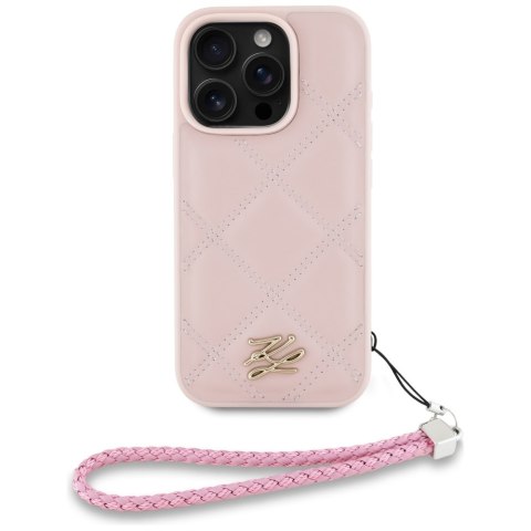 Karl Lagerfeld Nakładka HC Quilted PU Initial Logo & Chain Strap do iPhone 16 Pro Różowa CG Mobile SAS Karl Lagerfeld Nakładka HC Quilted PU Initial Logo & Chain Strap do iPhone 16 Pro Różowa CG Mobile SAS