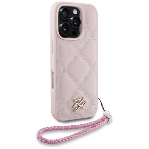 Karl Lagerfeld Nakładka HC Quilted PU Initial Logo & Chain Strap do iPhone 16 Pro Różowa CG Mobile SAS Karl Lagerfeld Nakładka HC Quilted PU Initial Logo & Chain Strap do iPhone 16 Pro Różowa CG Mobile SAS
