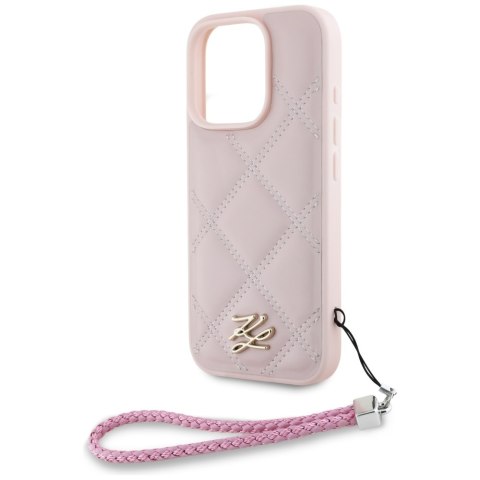 Karl Lagerfeld Nakładka HC Quilted PU Initial Logo & Chain Strap do iPhone 16 Pro Różowa CG Mobile SAS Karl Lagerfeld Nakładka HC Quilted PU Initial Logo & Chain Strap do iPhone 16 Pro Różowa CG Mobile SAS