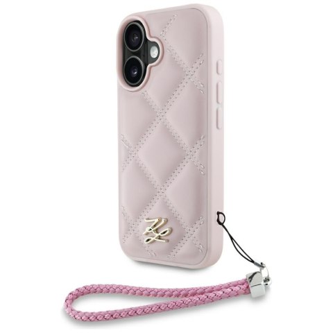 Karl Lagerfeld Nakładka HC Quilted PU Initial Logo & Chain Strap do iPhone 16 Różowa CG Mobile SAS Karl Lagerfeld Nakładka HC Quilted PU Initial Logo & Chain Strap do iPhone 16 Różowa CG Mobile SAS