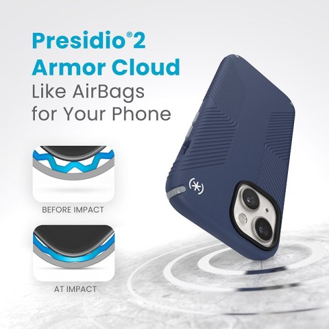 Speck Presidio2 Grip Magsafe - Etui iPhone 16e / iPhone 15 / iPhone 14 / iPhone 13 (Coastal Blue / Dust Grey / White) Speck Speck Presidio2 Grip Magsafe - Etui iPhone 16e / iPhone 15 / iPhone 14 / iPhone 13 (Coastal Blue / Dust Grey / White) Speck