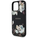 Guess Grained Printed Flower Pattern MagSafe - Etui do iPhone 16 Pro Max (czarny) Guess