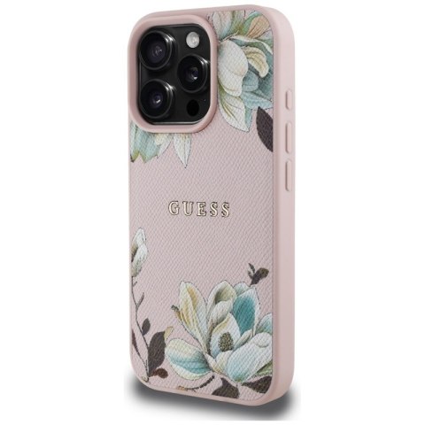 Guess Grained Printed Flower Pattern MagSafe - Etui do iPhone 16 Pro Max (różowy) Guess Guess Grained Printed Flower Pattern MagSafe - Etui do iPhone 16 Pro Max (różowy) Guess