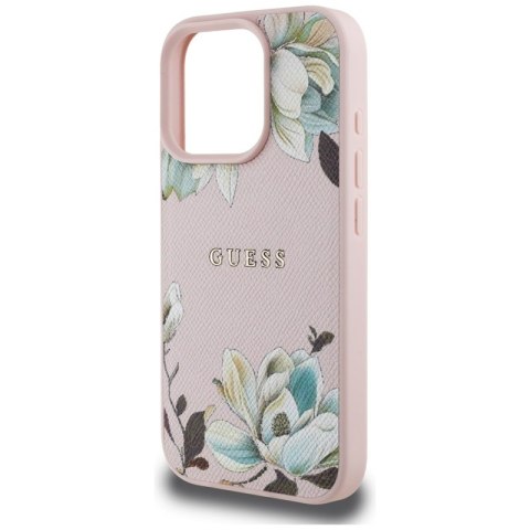 Guess Grained Printed Flower Pattern MagSafe - Etui do iPhone 16 Pro Max (różowy) Guess Guess Grained Printed Flower Pattern MagSafe - Etui do iPhone 16 Pro Max (różowy) Guess