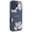 Guess Grained Printed Flower Pattern MagSafe - Etui do iPhone 16 (niebieski) Guess