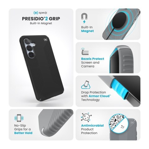 Speck Presidio2 Grip Magnet - Etui Samsung Galaxy S25+ / 24+ MagSafe (Black/Slate Grey/White) Speck Speck Presidio2 Grip Magnet - Etui Samsung Galaxy S25+ / 24+ MagSafe (Black/Slate Grey/White) Speck