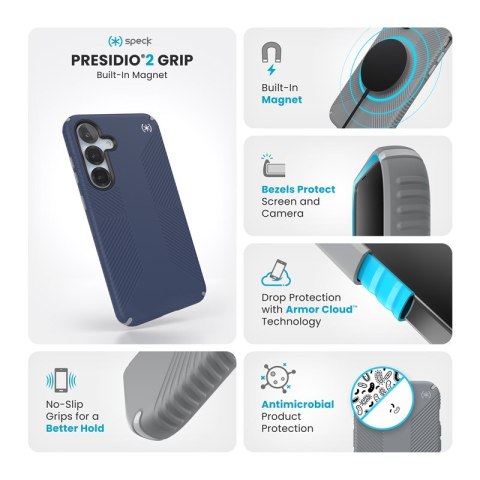Speck Presidio2 Grip Magnet - Etui Samsung Galaxy S25+ / 24+ MagSafe (Coastal Blue/Dust Grey/White) Speck Speck Presidio2 Grip Magnet - Etui Samsung Galaxy S25+ / 24+ MagSafe (Coastal Blue/Dust Grey/White) Speck