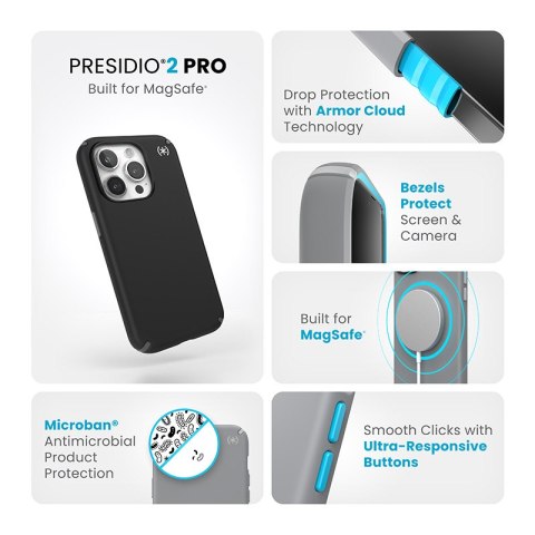 Speck Presidio2 Pro Magsafe - Etui iPhone 15 Pro (Black / Slate Grey / White) Speck Speck Presidio2 Pro Magsafe - Etui iPhone 15 Pro (Black / Slate Grey / White) Speck