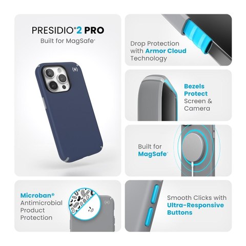 Speck Presidio2 Pro Magsafe - Etui iPhone 15 Pro (Coastal Blue / Dust Grey / White) Speck Speck Presidio2 Pro Magsafe - Etui iPhone 15 Pro (Coastal Blue / Dust Grey / White) Speck
