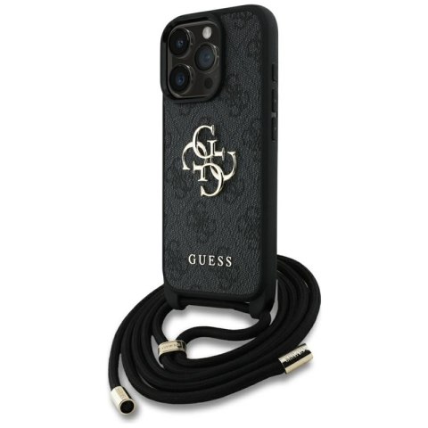 Guess 4G Big Logo Cord Strap Crossbody - Etui do iPhone 16 Pro (czarny) Guess Guess 4G Big Logo Cord Strap Crossbody - Etui do iPhone 16 Pro (czarny) Guess