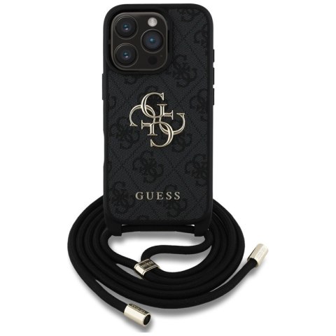 Guess 4G Big Logo Cord Strap Crossbody - Etui do iPhone 16 Pro (czarny) Guess Guess 4G Big Logo Cord Strap Crossbody - Etui do iPhone 16 Pro (czarny) Guess