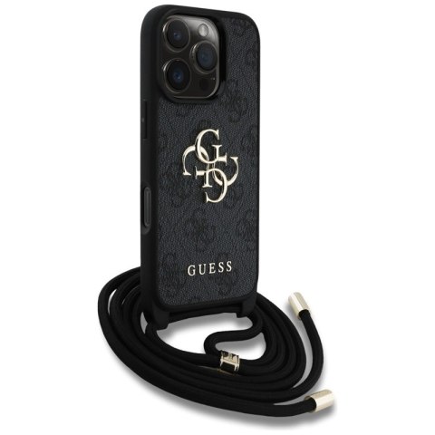 Guess 4G Big Logo Cord Strap Crossbody - Etui do iPhone 16 Pro (czarny) Guess Guess 4G Big Logo Cord Strap Crossbody - Etui do iPhone 16 Pro (czarny) Guess