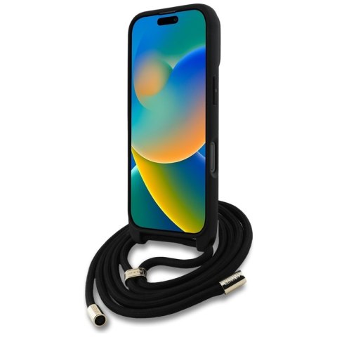 Guess 4G Big Logo Cord Strap Crossbody - Etui do iPhone 16 Pro (czarny) Guess Guess 4G Big Logo Cord Strap Crossbody - Etui do iPhone 16 Pro (czarny) Guess