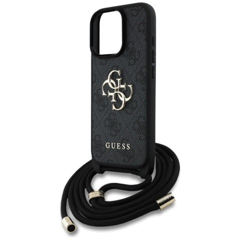 Guess 4G Big Logo Cord Strap Crossbody - Etui do iPhone 16 Pro (czarny) Guess Guess 4G Big Logo Cord Strap Crossbody - Etui do iPhone 16 Pro (czarny) Guess