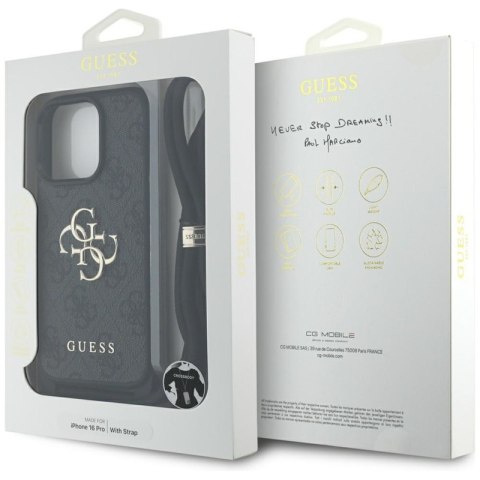 Guess 4G Big Logo Cord Strap Crossbody - Etui do iPhone 16 Pro (czarny) Guess Guess 4G Big Logo Cord Strap Crossbody - Etui do iPhone 16 Pro (czarny) Guess