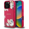 Guess Grained Printed Flower Pattern MagSafe - Etui do iPhone 16 Pro Max (fuksja) Guess