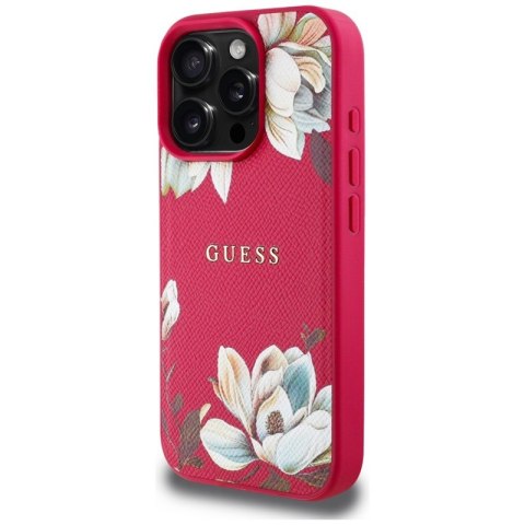Guess Grained Printed Flower Pattern MagSafe - Etui do iPhone 16 Pro Max (fuksja) Guess Guess Grained Printed Flower Pattern MagSafe - Etui do iPhone 16 Pro Max (fuksja) Guess
