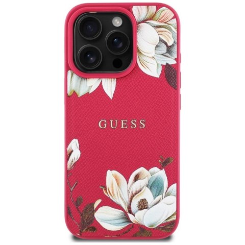 Guess Grained Printed Flower Pattern MagSafe - Etui do iPhone 16 Pro Max (fuksja) Guess Guess Grained Printed Flower Pattern MagSafe - Etui do iPhone 16 Pro Max (fuksja) Guess