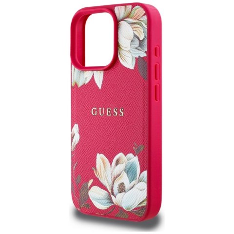 Guess Grained Printed Flower Pattern MagSafe - Etui do iPhone 16 Pro Max (fuksja) Guess Guess Grained Printed Flower Pattern MagSafe - Etui do iPhone 16 Pro Max (fuksja) Guess