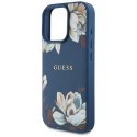 Guess Grained Printed Flower Pattern MagSafe - Etui do iPhone 16 Pro Max (niebieski) Guess