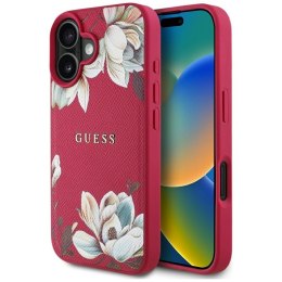 Guess Grained Printed Flower Pattern MagSafe - Etui do iPhone 16 (fuksja) Guess