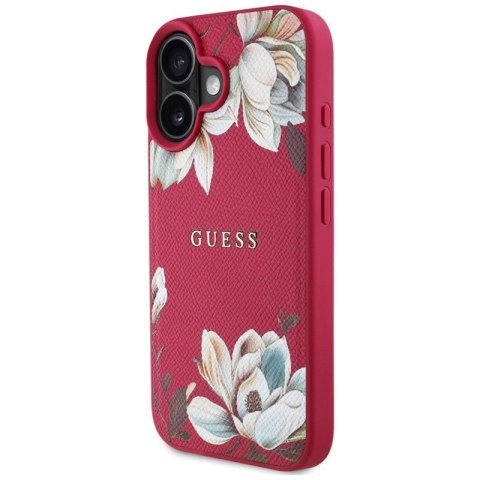 Guess Grained Printed Flower Pattern MagSafe - Etui do iPhone 16 (fuksja) Guess Guess Grained Printed Flower Pattern MagSafe - Etui do iPhone 16 (fuksja) Guess