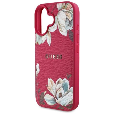 Guess Grained Printed Flower Pattern MagSafe - Etui do iPhone 16 (fuksja) Guess Guess Grained Printed Flower Pattern MagSafe - Etui do iPhone 16 (fuksja) Guess