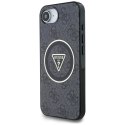 Guess IML Metal Glitter 4G Circle Triangle MagSafe - Etui do iPhone 16e (czarny) Guess