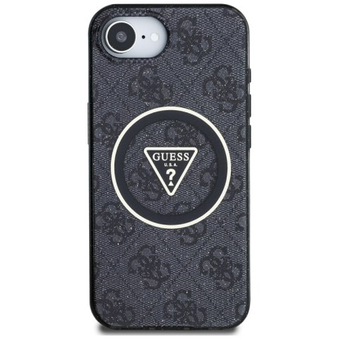 Guess IML Metal Glitter 4G Circle Triangle MagSafe - Etui do iPhone 16e (czarny) Guess Guess IML Metal Glitter 4G Circle Triangle MagSafe - Etui do iPhone 16e (czarny) Guess
