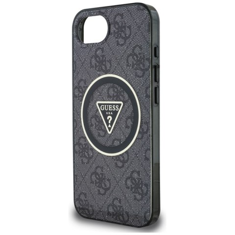 Guess IML Metal Glitter 4G Circle Triangle MagSafe - Etui do iPhone 16e (czarny) Guess Guess IML Metal Glitter 4G Circle Triangle MagSafe - Etui do iPhone 16e (czarny) Guess