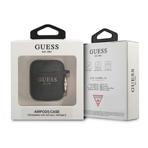 Guess etui do AirPods GUA2SGGEK czarne Silicone Glitter CG Mobile SAS Guess etui do AirPods GUA2SGGEK czarne Silicone Glitter CG Mobile SAS