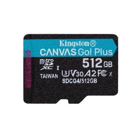 Kingston karta pamięci 512GB microSDXC Canvas Go Plus Gen4 200MB/s A2 U3 V30 + adapter Kingston Technology Deutschland GmbH Kingston karta pamięci 512GB microSDXC Canvas Go Plus Gen4 200MB/s A2 U3 V30 + adapter Kingston Technology Deutschland GmbH