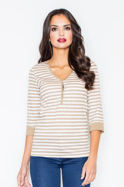 Bluzka Model 289 Beige - Figl Bluzka Model 289 Beige - Figl