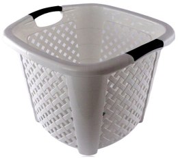 Kosz kwadrat RATTAN 34l -biały 44x44x33 cm Katex