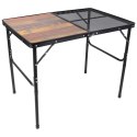 STOLIK TURYSTYCZNY SKŁADANY KEMPINGOWY 90X60X36-68CM SIATKA STALOWA DREWNO Enero Camp